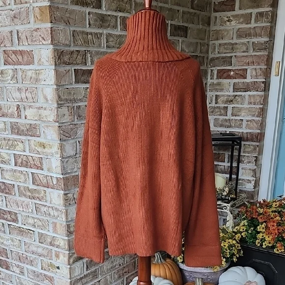 NWT Warm Orange High-Neck Sweater, Size XL - Picture 9 of 11